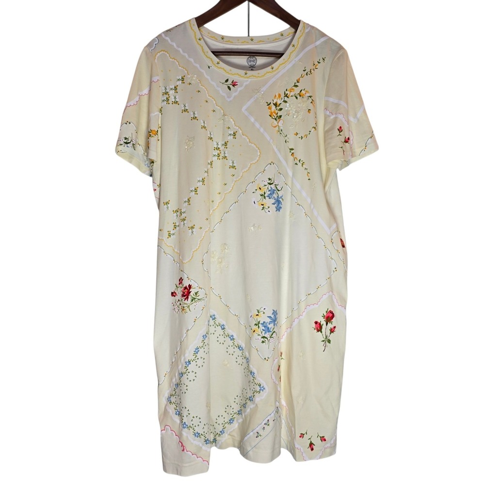 Tory Burch Handkerchief Print "Afternoon Tea" T-Shirt Mini Dress Women's Size XL